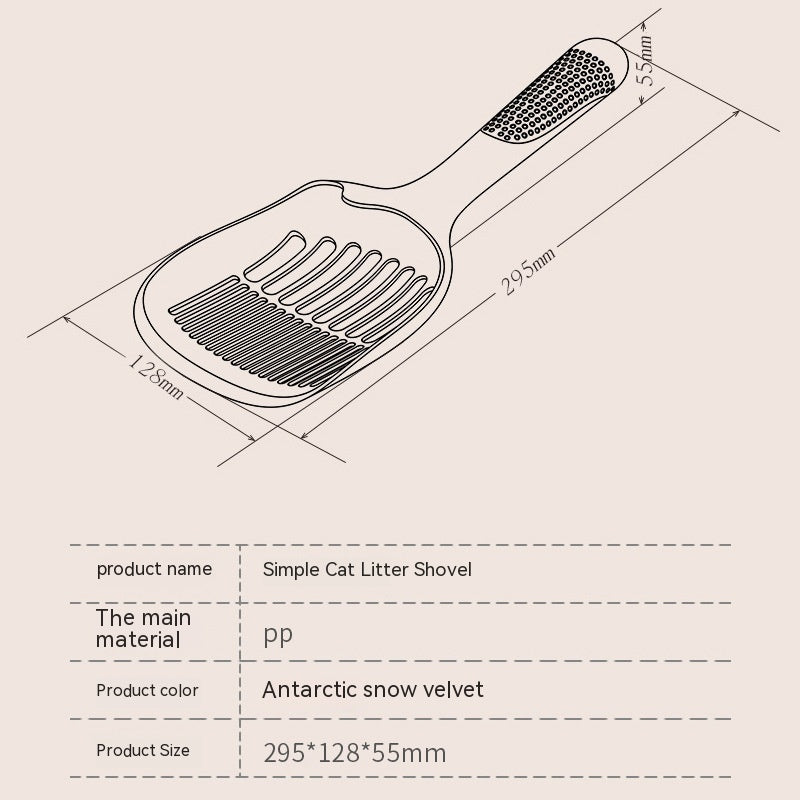 KFX-5143613 Long Handle Plastic Cat Litter Scoop - Light Gray Minimalist Design