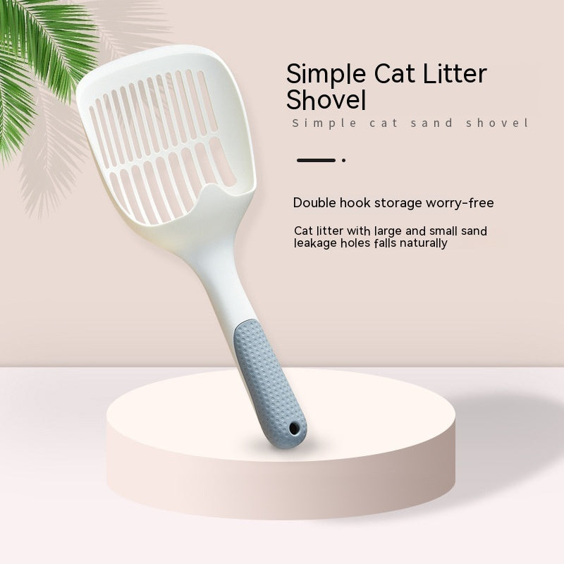 KFX-5143613 Long Handle Plastic Cat Litter Scoop - Light Gray Minimalist Design
