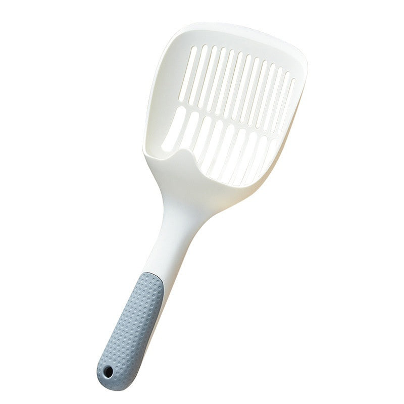 KFX-5143613 Long Handle Plastic Cat Litter Scoop - Light Gray Minimalist Design