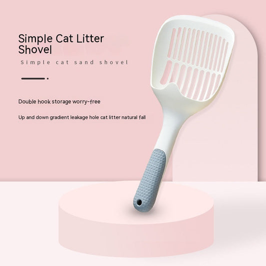 KFX-5143613 Long Handle Plastic Cat Litter Scoop - Light Gray Minimalist Design