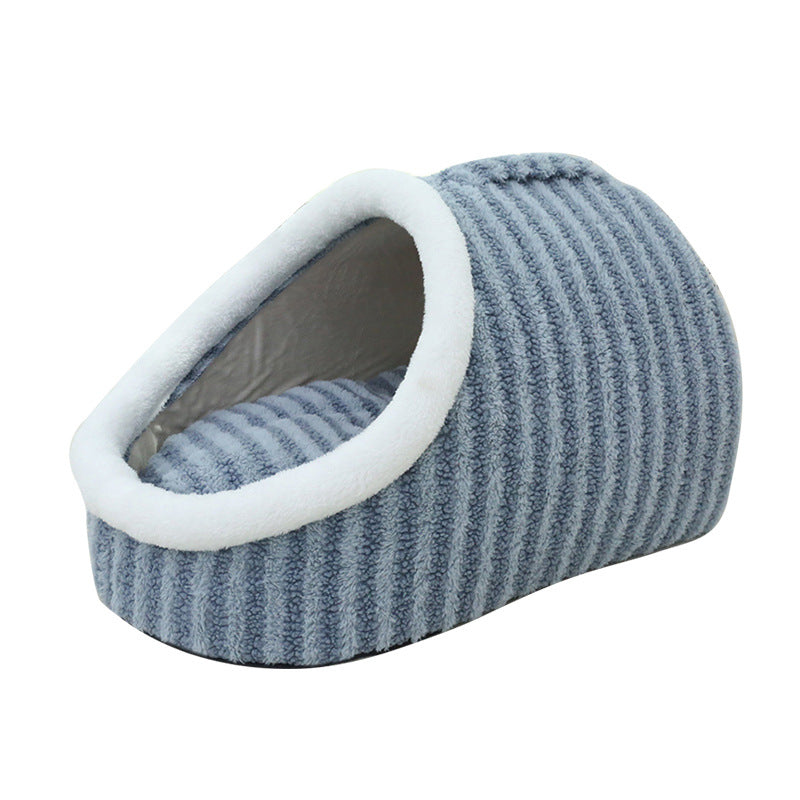 KFX-5143869 Cozy Macaron Cat Nest - Thickened Three-Dimensional Double-Piece Bed for Autumn and Winter Comfort