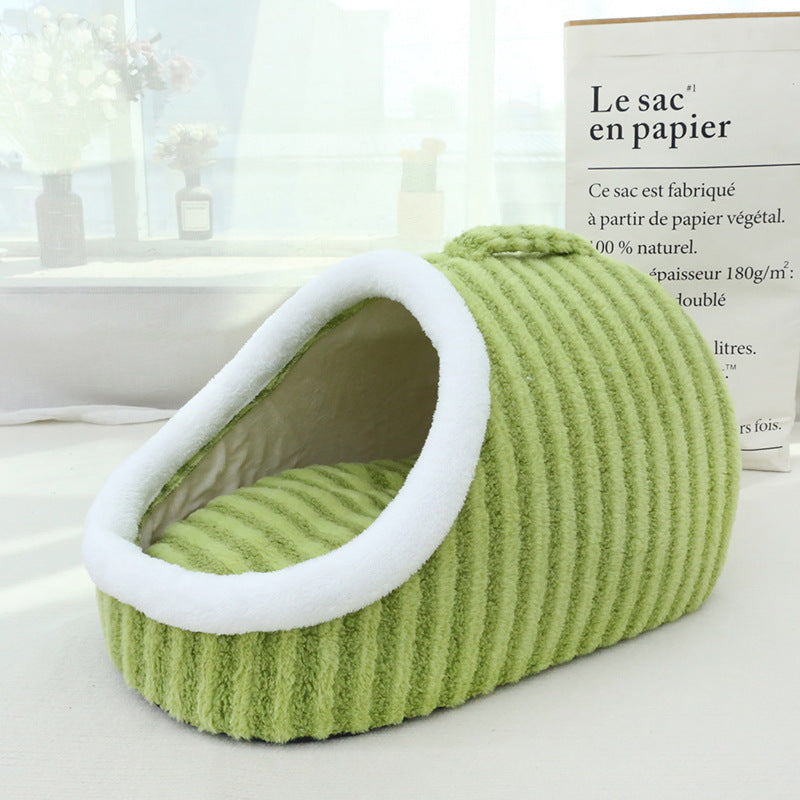 KFX-5143869 Cozy Macaron Cat Nest - Thickened Three-Dimensional Double-Piece Bed for Autumn and Winter Comfort