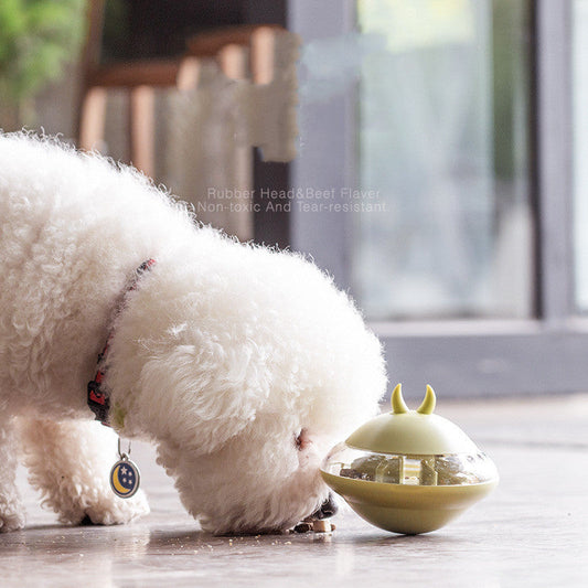 KFX-5144637 Rubber Flying Saucer Leaking Ball Toy for Pets - Available in Pink, Blue, Avocado