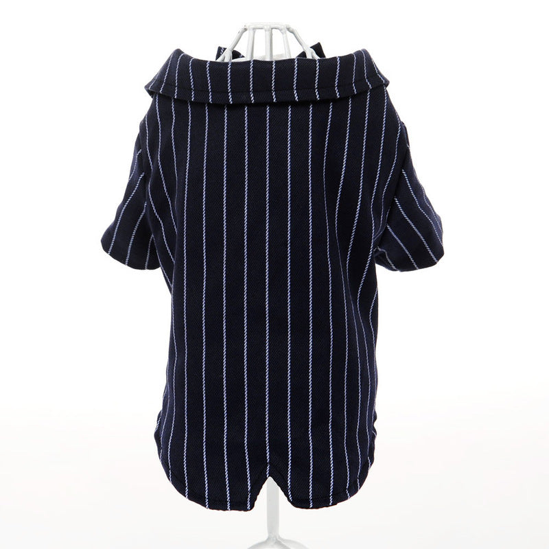 KFX-5145405 Striped Suit Summer Dress for Small Dogs - Lightweight Imitation Silk Outfit