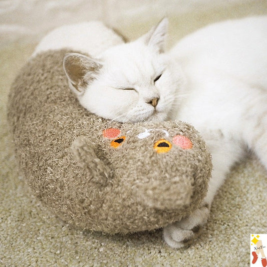 KFX-5146429 Cozy Cat Pillow - Polyester Fiber Seat Cushion for Comfort and Relaxation