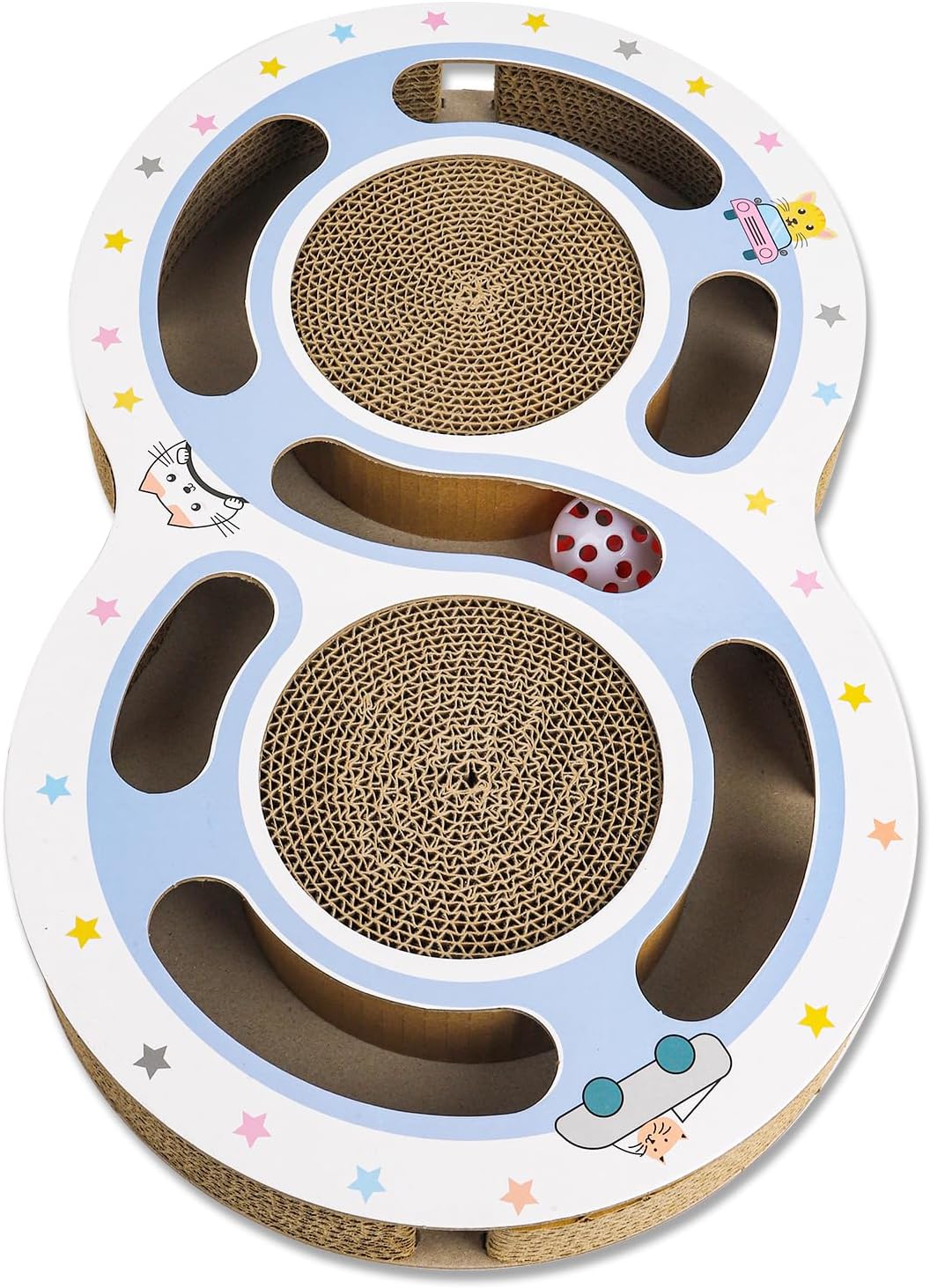 KFX-5147069 Interactive Cat Scratching Board with Ball Track - Climbing and Scratching Toy for Indoor Cats, Durable Cardboard Design