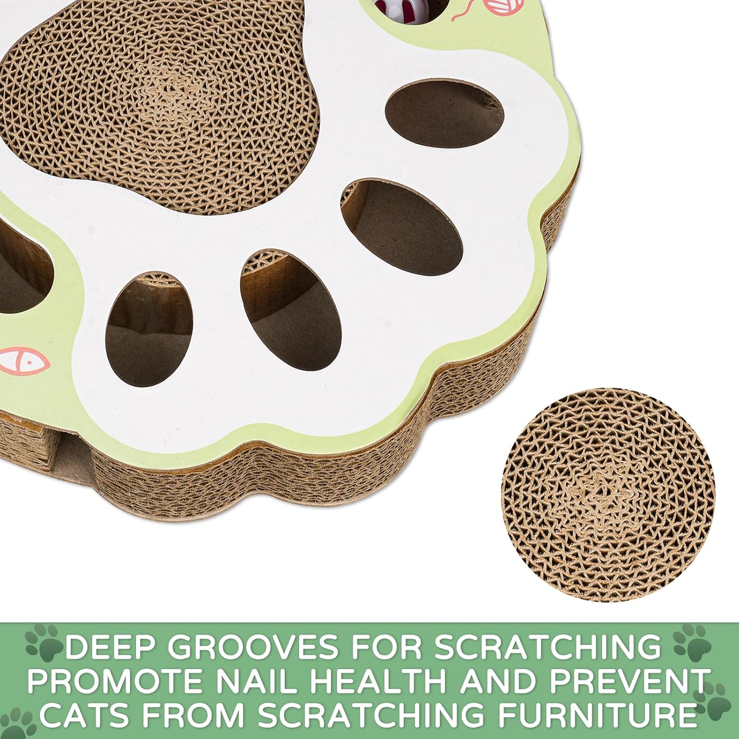 KFX-5147069 Interactive Cat Scratching Board with Ball Track - Climbing and Scratching Toy for Indoor Cats, Durable Cardboard Design