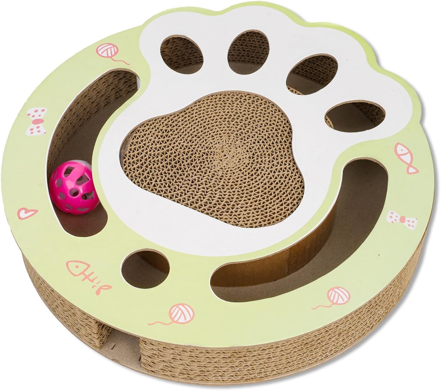 KFX-5147069 Interactive Cat Scratching Board with Ball Track - Climbing and Scratching Toy for Indoor Cats, Durable Cardboard Design