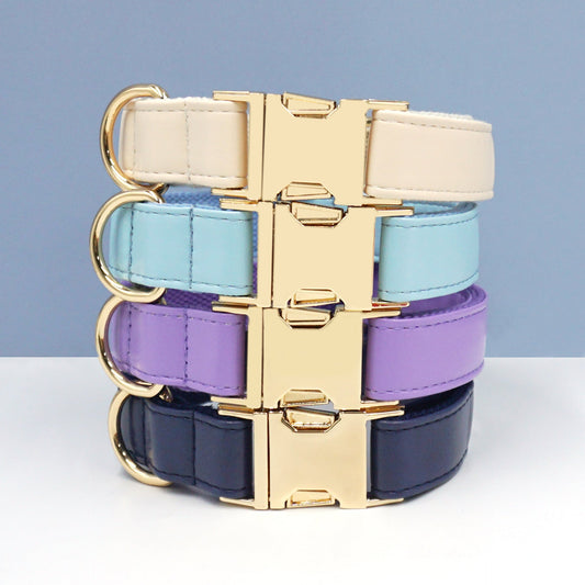 KFX-5147581 Colorful Leather Pet Collars in Multiple Sizes and Styles for Dogs