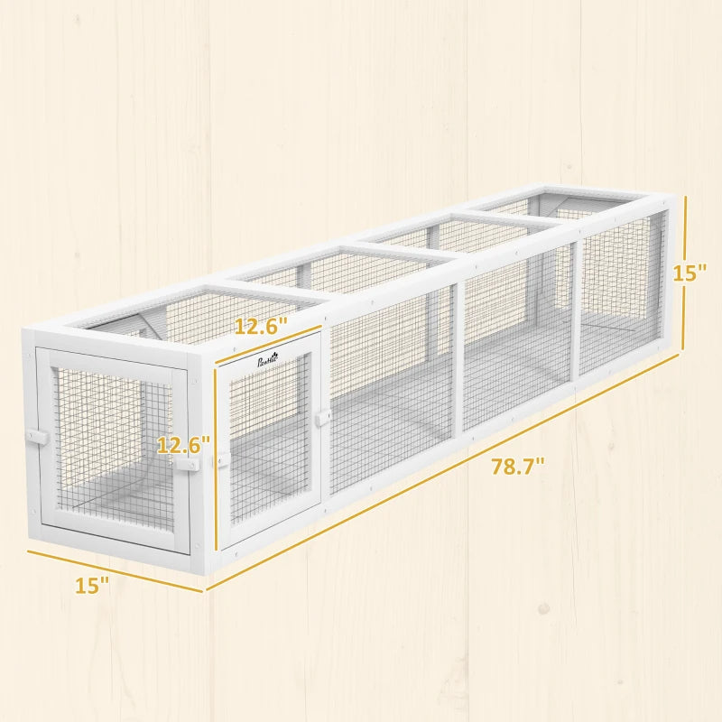 KFX-5149245 Weather-Resistant Wooden Cat Tunnel with Multiple Entrances for Indoor and Outdoor Use