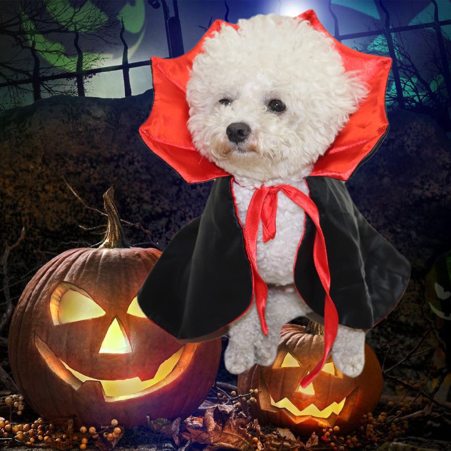 KFX-5149757 Vampire Pet Cloak Costume for Small Dogs, Cats, and Kittens - Soft Plush Halloween Outfit