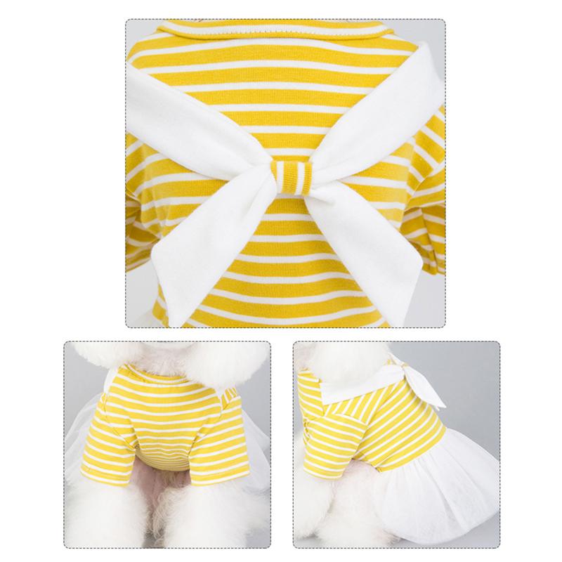 KFX-5150141 White Bow Tie Yarn Skirt for Babies - Pure Cotton Dress in Yellow/Light Blue, Sizes XS to XL