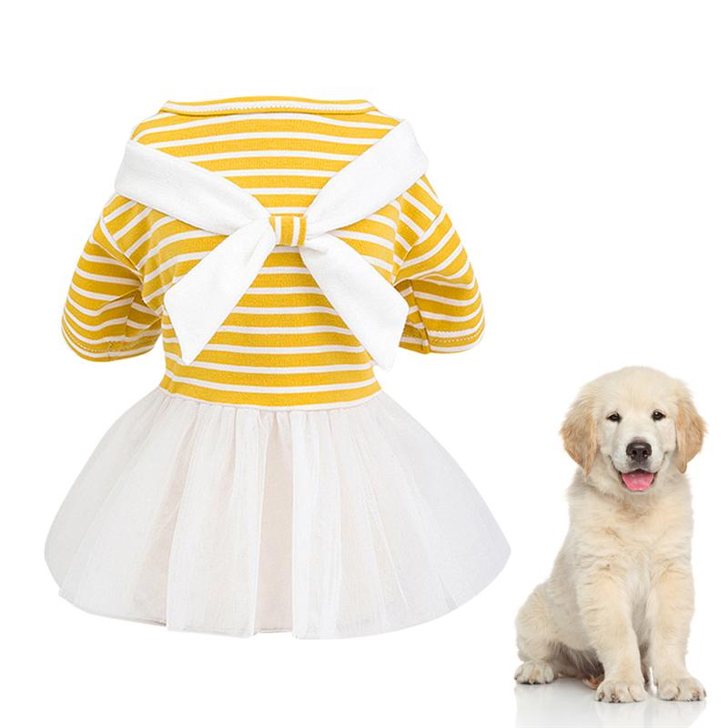 KFX-5150141 White Bow Tie Yarn Skirt for Babies - Pure Cotton Dress in Yellow/Light Blue, Sizes XS to XL