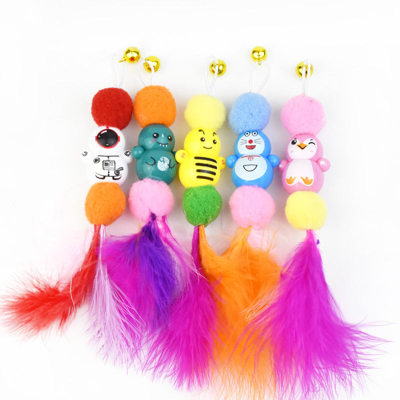 KFX-5150397 Feather Bell Replacement Heads for Cat Teasers - Various Sizes and Materials Available