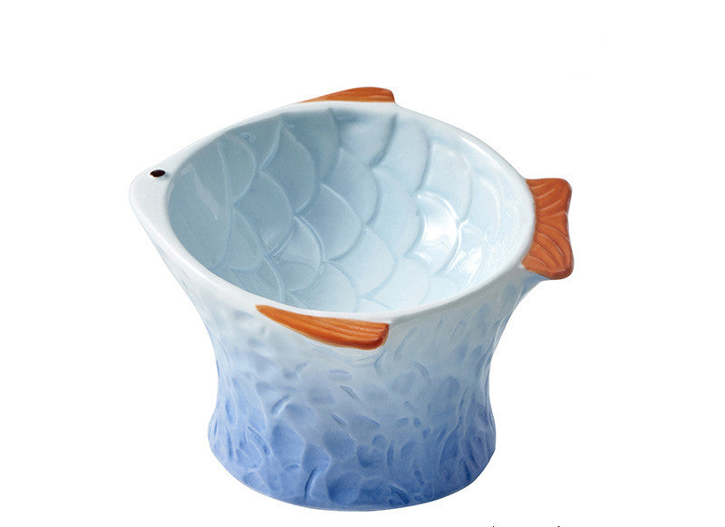 KFX-5151549 Automatic Ceramic Cat Food Bowl for Cervical Spine Protection - 120ml Capacity