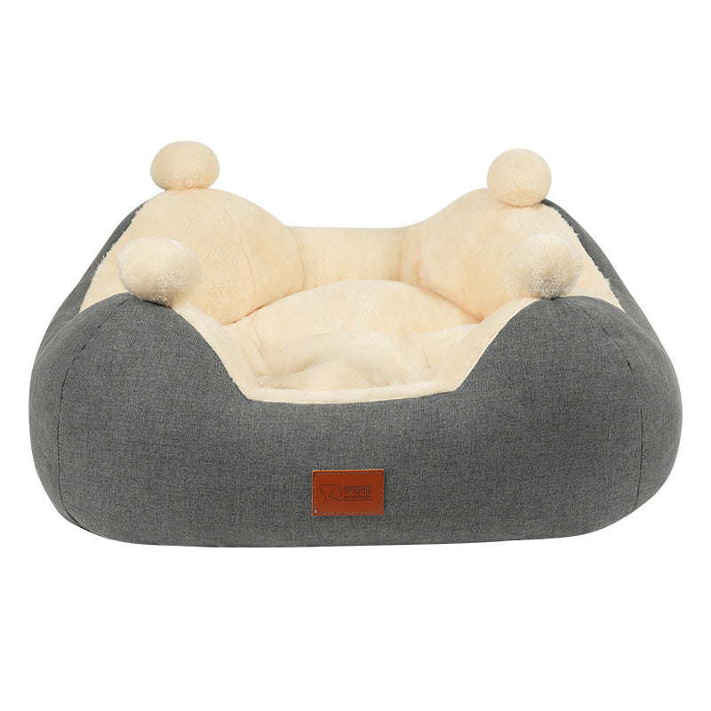 KFX-5152829 Cozy Velvet Square Nest for Cats and Dogs - Warm Pet Bed for All Seasons