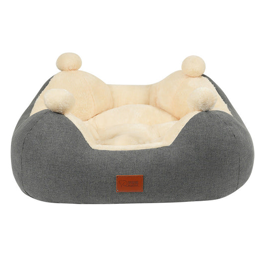 KFX-5152829 Cozy Velvet Square Nest for Cats and Dogs - Warm Pet Bed for All Seasons