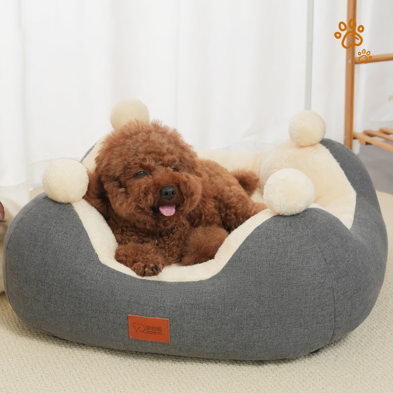 KFX-5152829 Cozy Velvet Square Nest for Cats and Dogs - Warm Pet Bed for All Seasons
