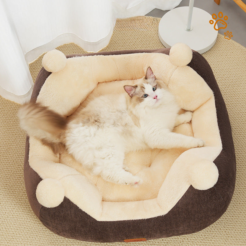 KFX-5152829 Cozy Velvet Square Nest for Cats and Dogs - Warm Pet Bed for All Seasons