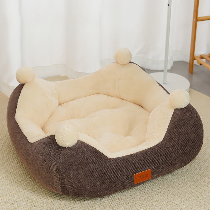 KFX-5152829 Cozy Velvet Square Nest for Cats and Dogs - Warm Pet Bed for All Seasons