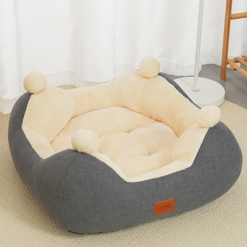 KFX-5152829 Cozy Velvet Square Nest for Cats and Dogs - Warm Pet Bed for All Seasons
