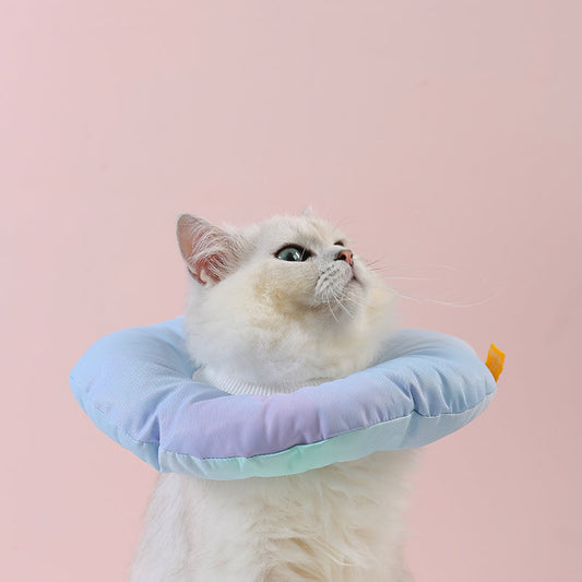 KFX-5152957 Rainbow Gradient Soft Waterproof Headgear for Pets - Sterilization Ring for Cats and Small Dogs