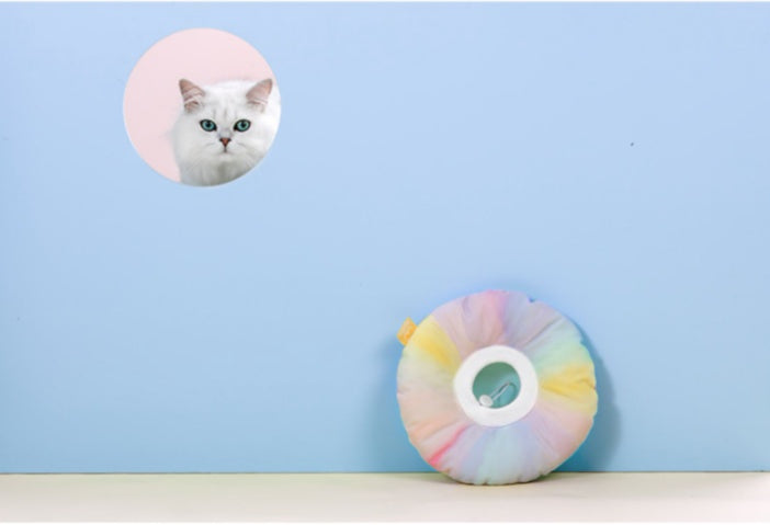 KFX-5152957 Rainbow Gradient Soft Waterproof Headgear for Pets - Sterilization Ring for Cats and Small Dogs