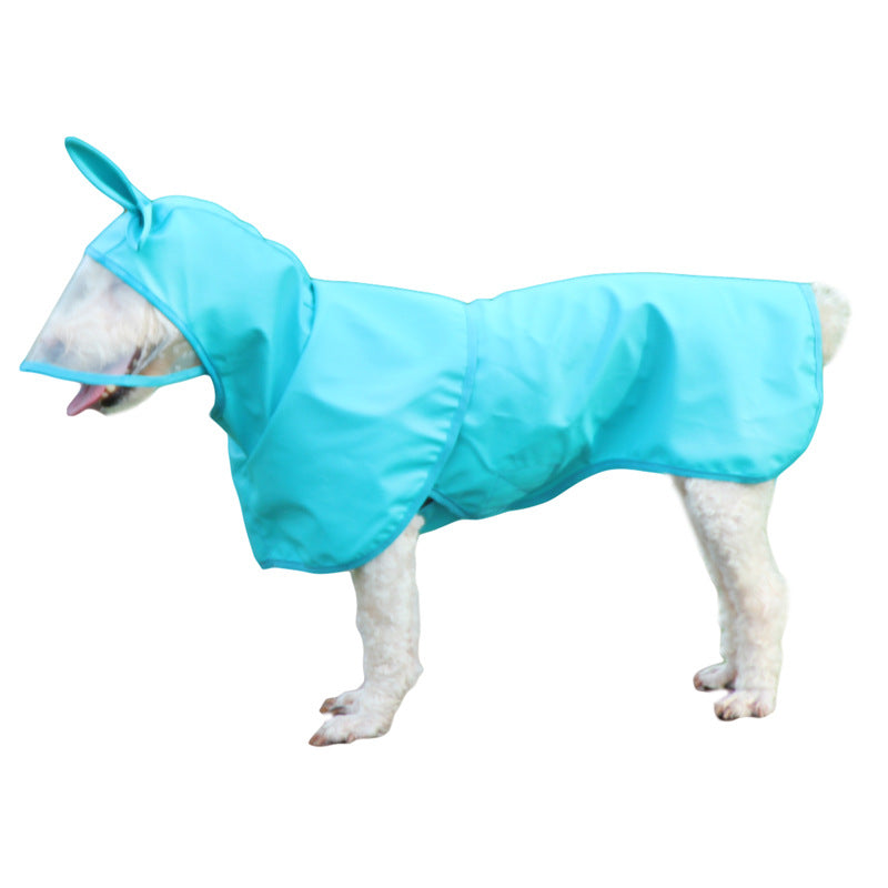 KFX-5153725 Waterproof PU Dog Raincoat with Transparent Brim - Sizes M to 4XL in Blue