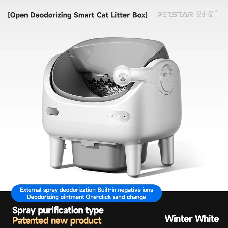 KFX-515475 Automatic Self-Cleaning Cat Litter Box - Eco-Friendly Square Design, Large Capacity ABS Plastic, Travel & Comfort
