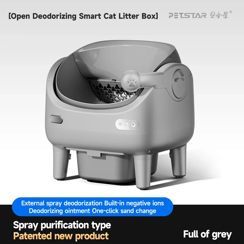 KFX-515475 Automatic Self-Cleaning Cat Litter Box - Eco-Friendly Square Design, Large Capacity ABS Plastic, Travel & Comfort