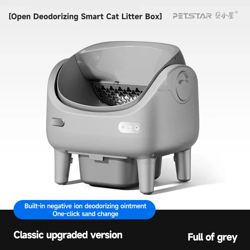 KFX-515475 Automatic Self-Cleaning Cat Litter Box - Eco-Friendly Square Design, Large Capacity ABS Plastic, Travel & Comfort