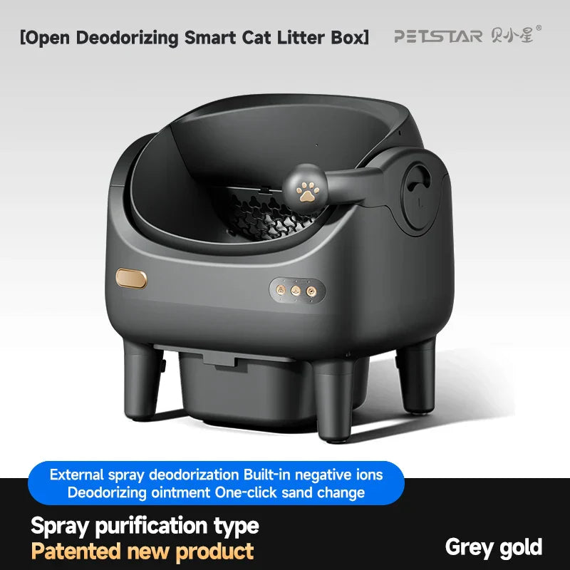 KFX-515475 Automatic Self-Cleaning Cat Litter Box - Eco-Friendly Square Design, Large Capacity ABS Plastic, Travel & Comfort