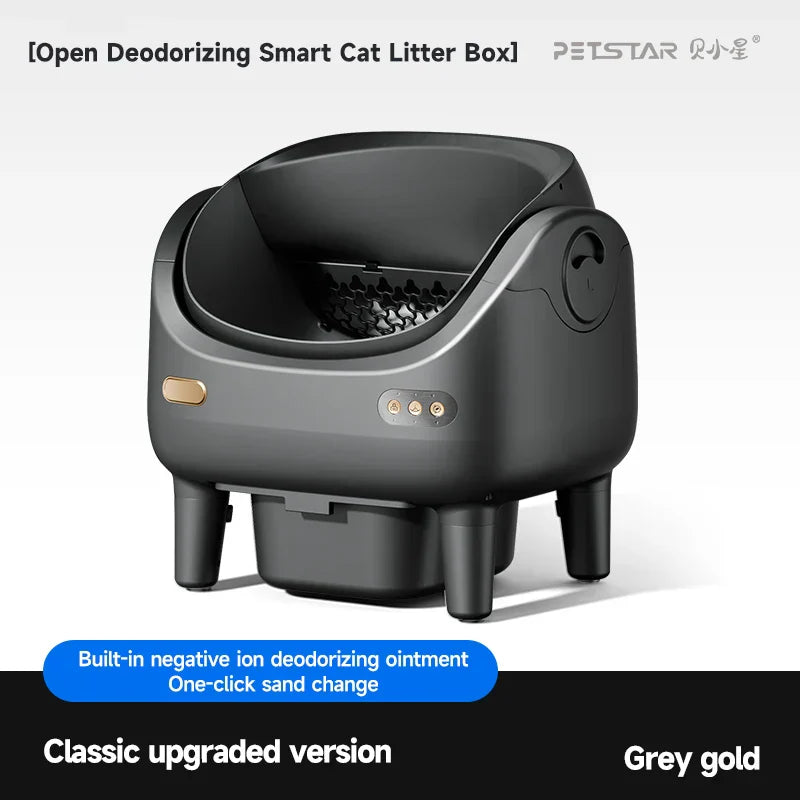 KFX-515475 Automatic Self-Cleaning Cat Litter Box - Eco-Friendly Square Design, Large Capacity ABS Plastic, Travel & Comfort