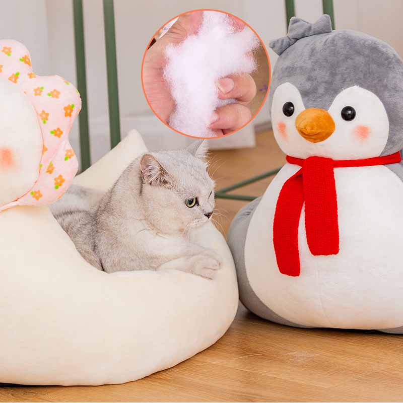 KFX-5155389 Cute Cartoon Animal Pet Nest - Soft Cloth Cat Litter Bed in Village Girl Duck and Penguin Designs, Medium & Large