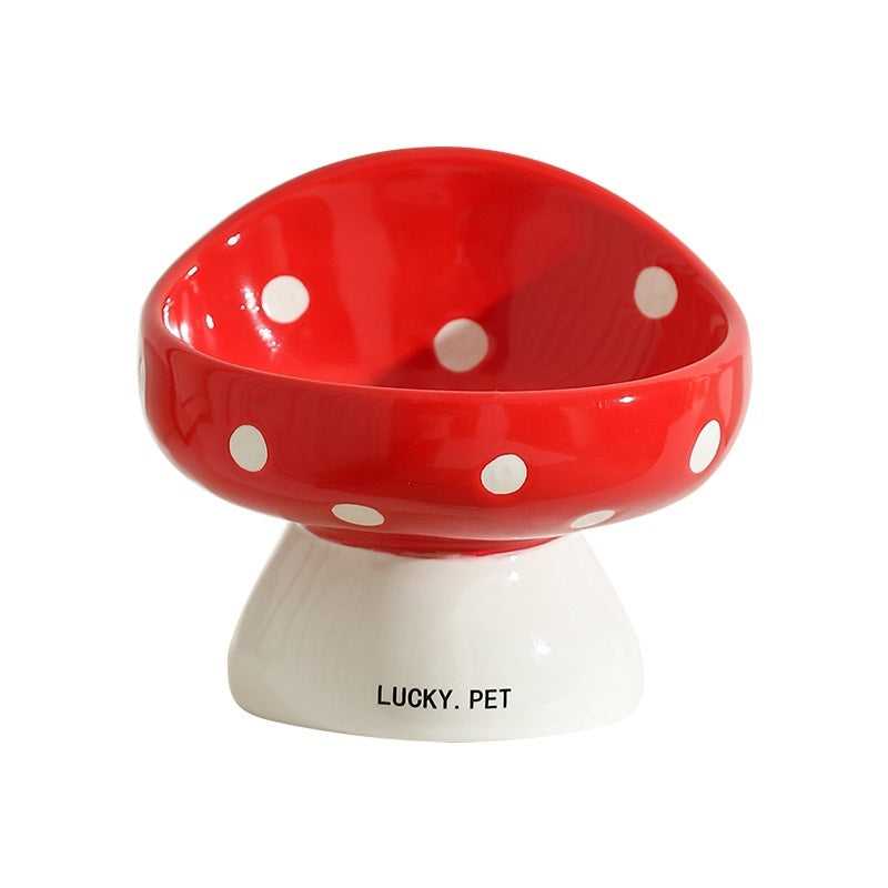 KFX-5155517 Ceramic Cat Water Bowl with Oblique Mouth Design – 200ml Capacity in Various Mushroom Patterns