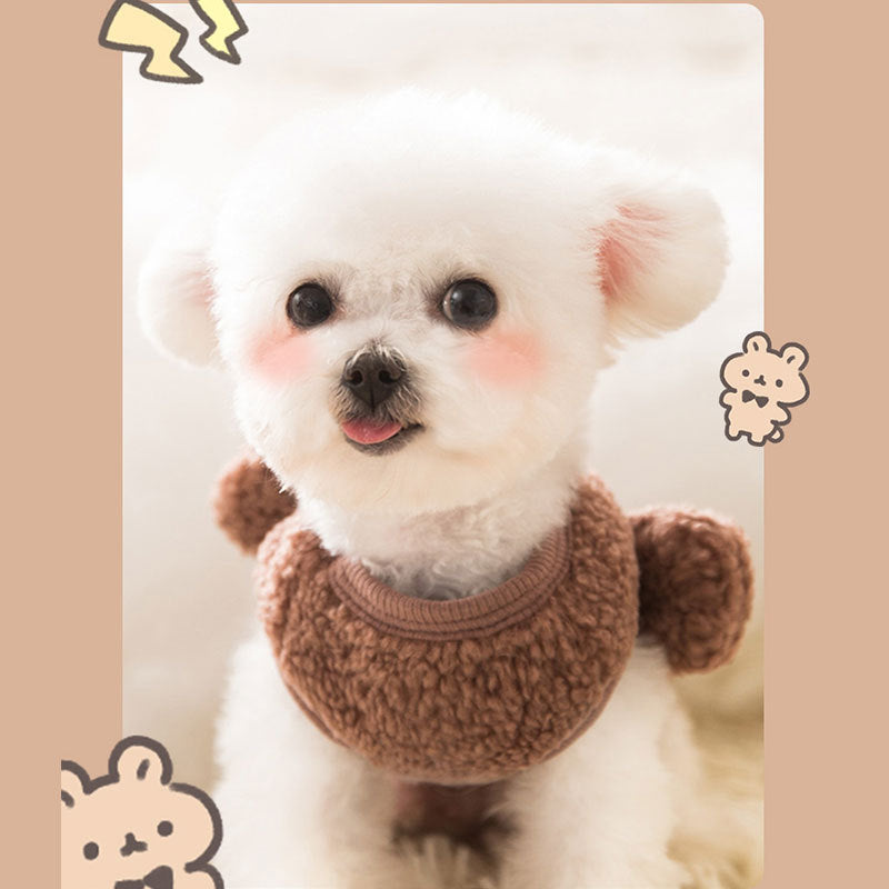 KFX-5155901 Cozy Bear Vest for Pets - Warm Granular Velvet Outfit for Cats and Small Dogs in Multiple Sizes