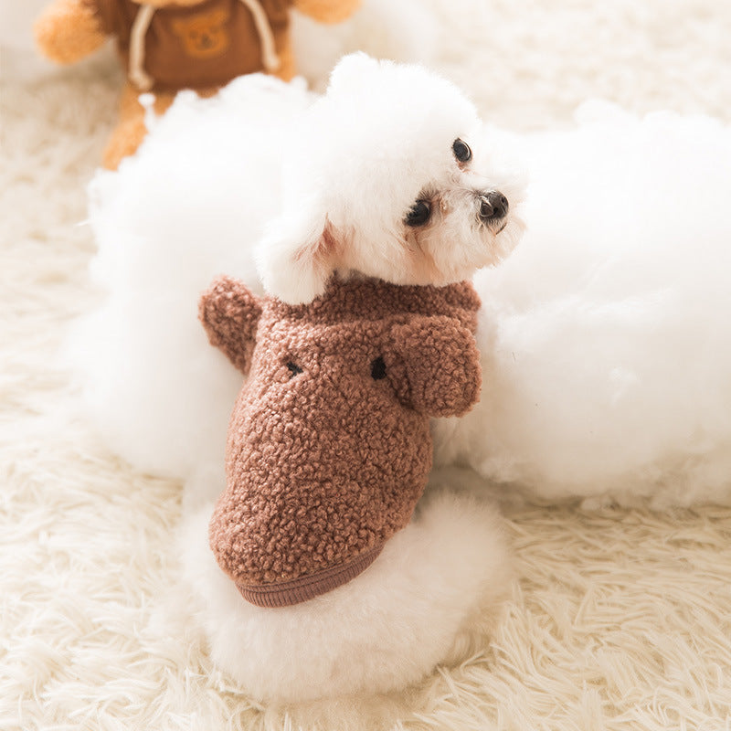 KFX-5155901 Cozy Bear Vest for Pets - Warm Granular Velvet Outfit for Cats and Small Dogs in Multiple Sizes