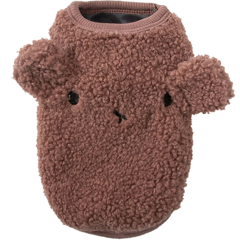KFX-5155901 Cozy Bear Vest for Pets - Warm Granular Velvet Outfit for Cats and Small Dogs in Multiple Sizes