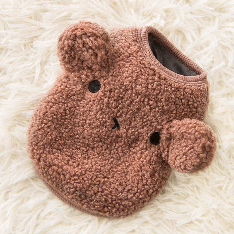 KFX-5155901 Cozy Bear Vest for Pets - Warm Granular Velvet Outfit for Cats and Small Dogs in Multiple Sizes
