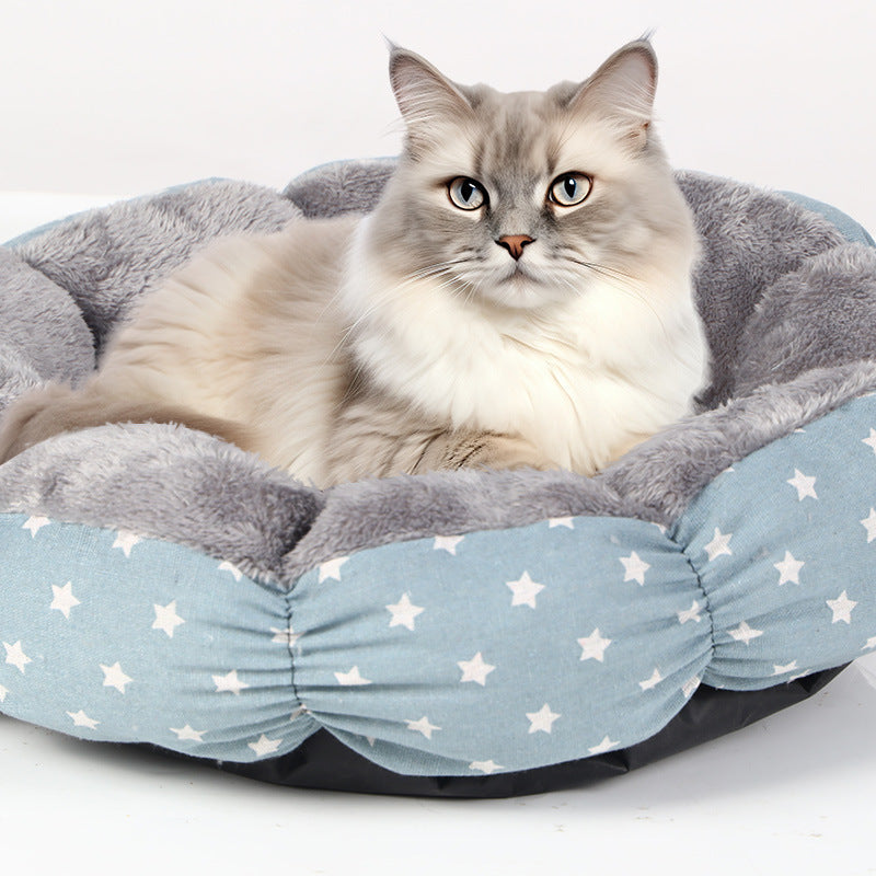 KFX-5158589 Calming Donut Pet Bed for Cats and Small Dogs - Fluffy Round Design for Indoor Comfort