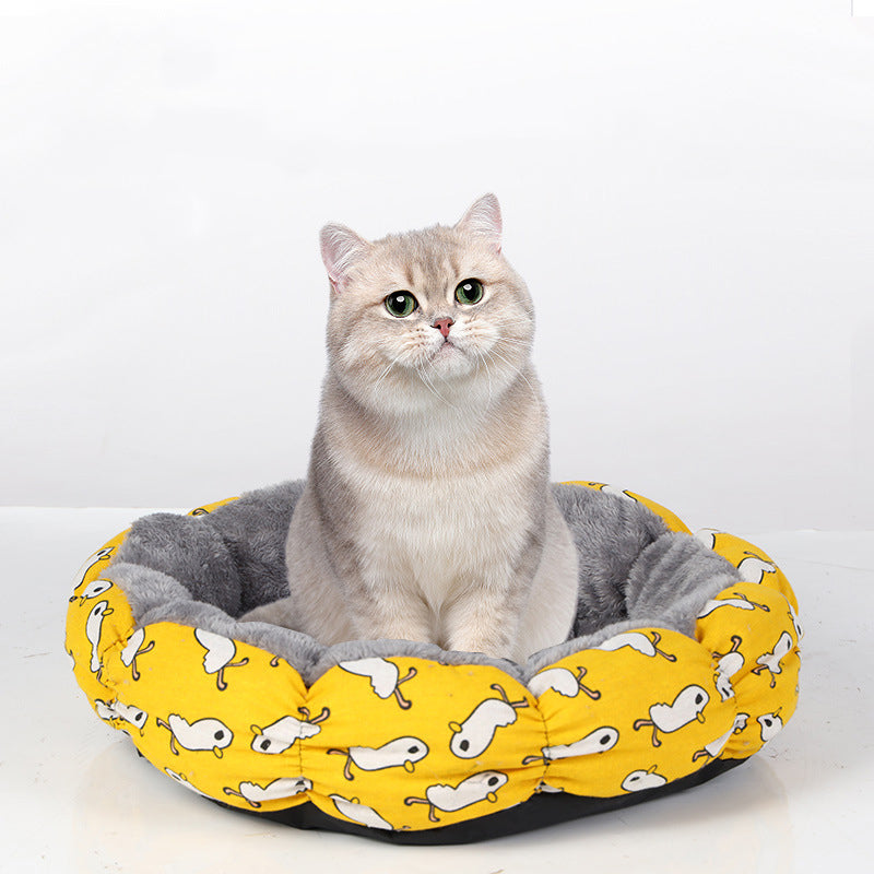 KFX-5158589 Calming Donut Pet Bed for Cats and Small Dogs - Fluffy Round Design for Indoor Comfort