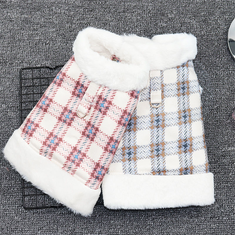 KFX-5159485 Cute Cotton Dog Coat for All Seasons - Soft and Warm Pet Jacket in Blue and Red