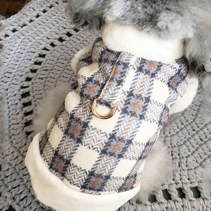 KFX-5159485 Cute Cotton Dog Coat for All Seasons - Soft and Warm Pet Jacket in Blue and Red