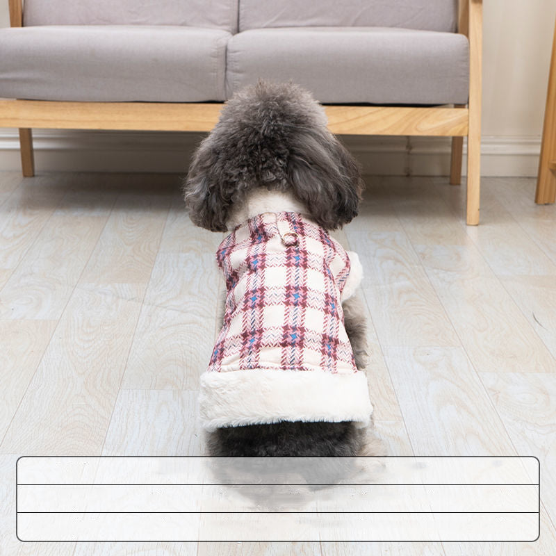 KFX-5159485 Cute Cotton Dog Coat for All Seasons - Soft and Warm Pet Jacket in Blue and Red
