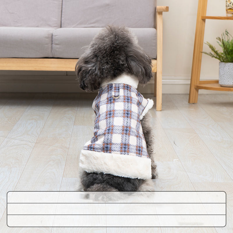 KFX-5159485 Cute Cotton Dog Coat for All Seasons - Soft and Warm Pet Jacket in Blue and Red