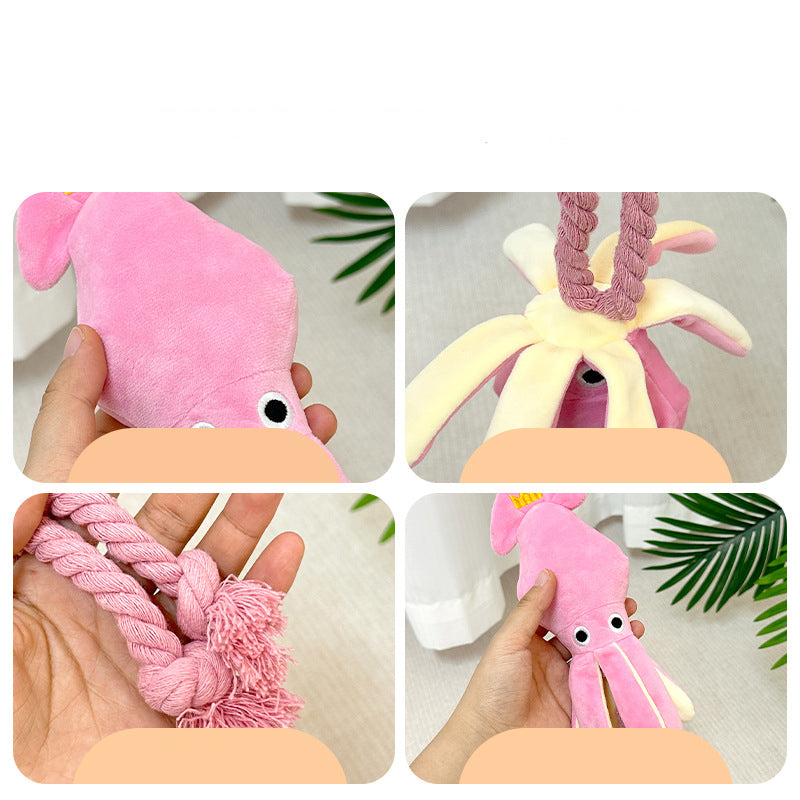 KFX-5160765 Plush Interactive Octopus Toy for Cats and Dogs with Squeaker - Chew and Play Activity