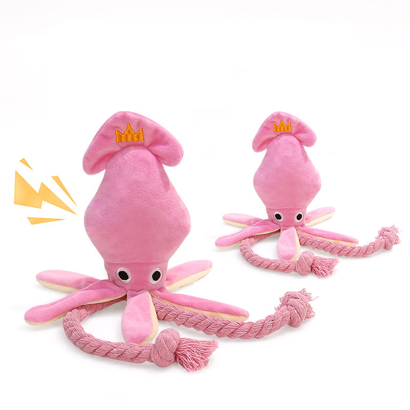 KFX-5160765 Plush Interactive Octopus Toy for Cats and Dogs with Squeaker - Chew and Play Activity