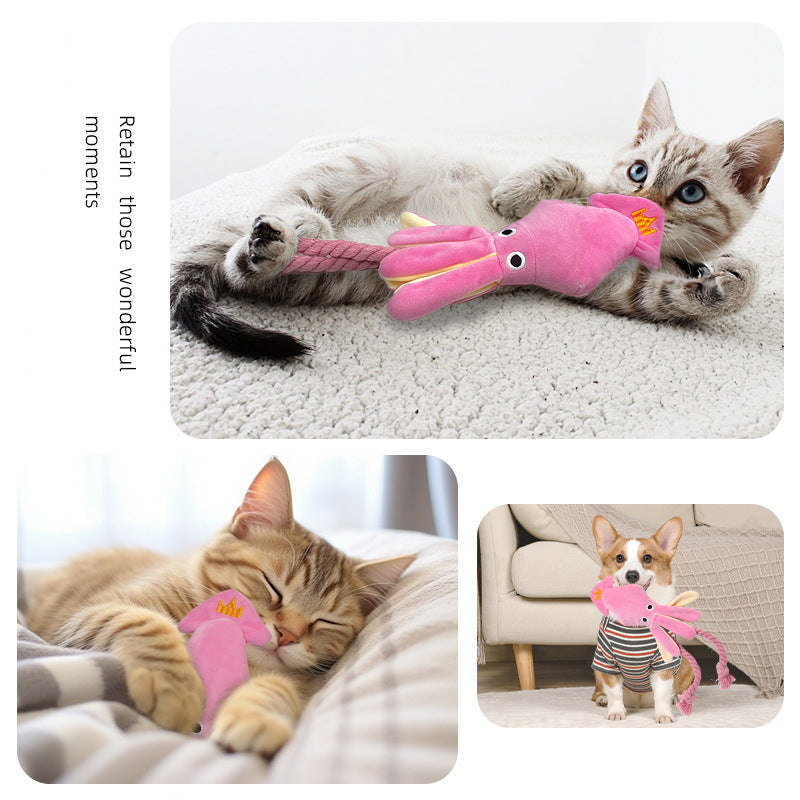 KFX-5160765 Plush Interactive Octopus Toy for Cats and Dogs with Squeaker - Chew and Play Activity