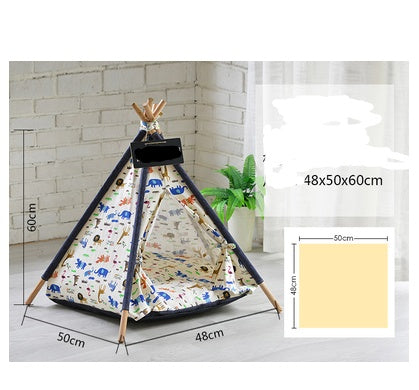 KFX-5161149 Detachable and Washable Four-Season Universal Pet Nest with Solid Wood Support and High-Elastic Padding