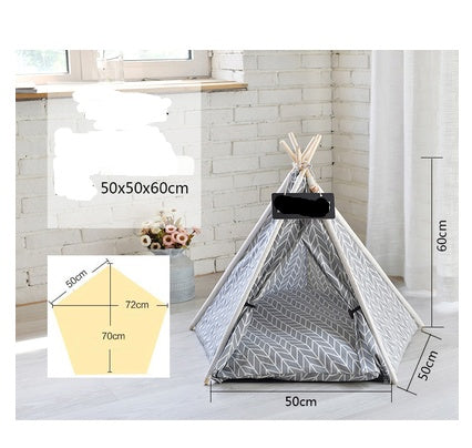 KFX-5161149 Detachable and Washable Four-Season Universal Pet Nest with Solid Wood Support and High-Elastic Padding